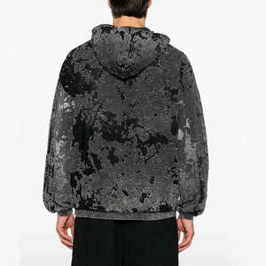 Sudadera con Capucha para Hombre con Bordado 3D en Relieve y Aspecto Vintage Desgastado, Sudadera con Capucha Desgastada para Hombre con Bordado Plano - Product Image 2