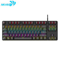 Clavier mécanique HK-HHT, usine d'origine, RGB, axe cyan, anti-poussière et étanche, 104 touches, clavier de jeu compétitif