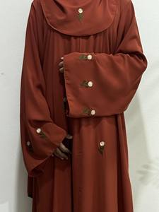 WS International Traditionnel Musulman Modeste Usure-Couches Brodé Brun Nida Abaya Dubaï Jilbab Vente Chaude Khimar Burka Thobe - Product Image 5