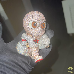 Personalizado diseño de dibujos animados laboratorio cultivado diamante fino colgantes y dijes Hip Hop Bling joyería oro blanco declaración personalizada fianza - Product Image 5