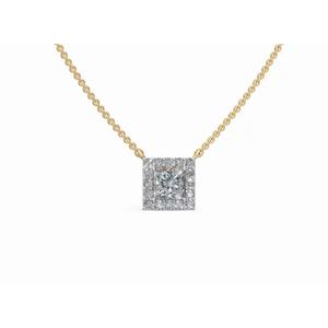 Pendentif élégant en diamant de laboratoire de type princesse, halo de royauté, 1,031 ct, or 9 KT, 14 KT, 18 KT, bijoux en gros, OEM, B2B, export - Product Image 1