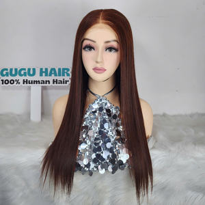 Peluca de cabello Remy humano vietnamita 100%, cierre 6x6, Parte media súper dibujada doble, encaje transparente, precio al por mayor, mujeres negras - Product Image 1