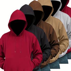 Vente en gros de sweatshirts à capuche surdimensionnés pour hommes en coton épais et éponge personnalisée sweatshirts à capuche décontractés à imprimé uni - Product Image 2