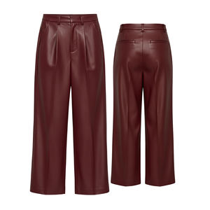 Pantalon large en cuir taille haute pour femmes, mode, coupe ample, pantalon droit, vêtements d'automne et d'hiver, pantalon en cuir décontracté de bureau - Product Image 6