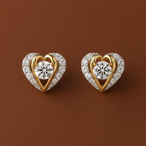 Joyería fina VVS Moissanite Pendientes de diamantes Ahuecados Diseño en forma de corazón Pendientes de oro macizo de 18K - Product Image 1