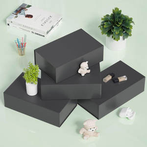 Caja de regalo negra, Cajas de Regalo de 9,5x6x3 pulgadas para regalos con tapas Cierre magnético Rectángulo plegable para padrino - Product Image 6