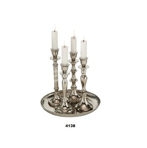 Hot Selling Silver Plated <b>Candle</b> Holder With Plate <b>Candle</b> <b>Stick</b> Holder for Home Living Room & Table Decor - Product Image 1
