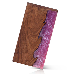 Urne funéraire en bois artisanale avec incrustation de résine rose, souvenir commémoratif - Product Image 4