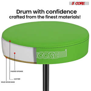 5 Core Drum Throne 3 Thick <b>Padded</b> Memory Foam Comfortable Drummer <b>Stool</b> 330Lb Capacity Adjustable - Product Image 4