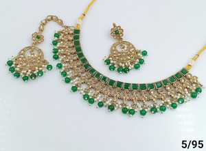 Motipearl tradicional indio y gota cuadrado Kundan chapado en oro conjunto de joyería y gargantilla pendiente Mangtika collar conjunto Mujer y Niña - Product Image 2