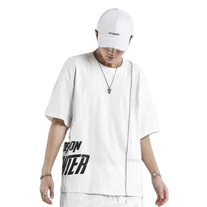 Streetwear de logo de sérigraphie bouffante personnalisée T-shirt pour hommes T-shirt vierge oversize à épaules tombantes T-shirt épais Boxy Fit pour hommes - Product Image 1