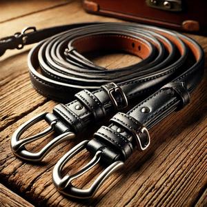 Rênes à pois noirs de 16mmX260cm avec cuir portable durable en laiton pour International Rub International - Product Image 6