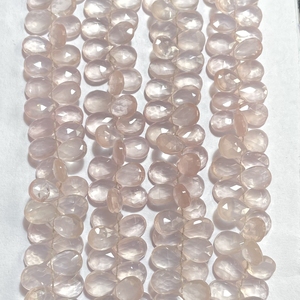 Cuentas de briolette facetadas en forma de pera de Cuarzo Rosa, forma de almendra calibrada, tienda al por mayor de piedras preciosas naturales - Product Image 4