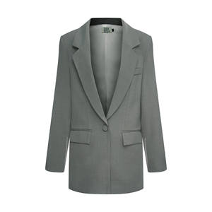 Petrichor femmes été haute couture Blazer col en v décontracté Polyester costume simple bouton fermeture tissé non tissé laine tissu - Product Image 5