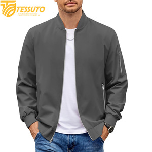 Blouson aviateur zippé léger et extensible de coupe décontractée pour homme - Product Image 1
