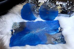 ถาดเรซิ่นพร้อมที่รองแก้ว งานแฮนด์เมด ปรับแต่งได้ ชุดตกแต่งสำหรับห้องนั่งเล่นและสำนักงาน ดีไซน์เรียบง่าย - Product Image 4