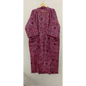 Vestido de Playa Vintage de Talla Grande, 100% Algodón, Estampado Floral, Suave y Cómodo, Largo hasta la Rodilla, Estilo Bata, para Verano - Product Image 1