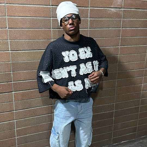 Vente en gros O-Neck Crop Top Marque privée Sunfade T-Shirt avec strass Coupe surdimensionnée Respirant Séchage rapide Toile Hommes - Product Image 6