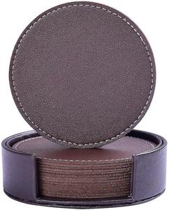 Dessous de verre en cuir rond moderne Western Cup Mats Livraison rapide Tapis et coussinets imperméables de couleur unie au meilleur prix - Product Image 3