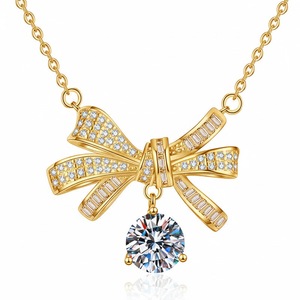 Collier Pendentif Nœud Papillon Fantaisie Éblouissant 1ct VVS Moissanite Hip Hop Chaîne à Maillons Multicolore pour Femmes Argent Sterling 925 - Product Image 2