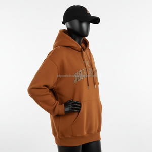 Sweat à capuche pour femme en molleton de coton 320 GSM, marron et plusieurs couleurs, logo personnalisé, design strass, basiques pour femme - Product Image 3