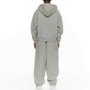 Survêtement décontracté unisexe en molleton polyester/coton personnalisé, fermeture éclair intégrale, coupe régulière, poids lourd, sweat-shirt et pantalon de jogging - Product Image 4