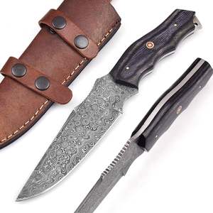 Cuchillo de Caza de Acero de Damasco de Alta Calidad, Personalizable, OEM, Funda de Cuero, Alta Durabilidad, Garantía de 3 Años - Product Image 1