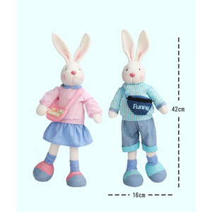 Zaves 42cm Spring Easter Bunny Plush <strong>Toy</strong> - Stuffed Rabbit <strong>Toy</strong> with Blue Outfit Funny Waist Bag Design Easter Festival Decoration - Product Image 5