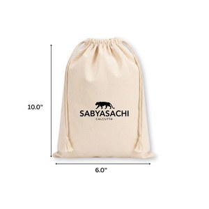 Bolsa de Regalo de Algodón Orgánico de 6x10 Pulgadas con Cordón, 150 GSM, Impresión de Logotipo Personalizado - Product Image 1