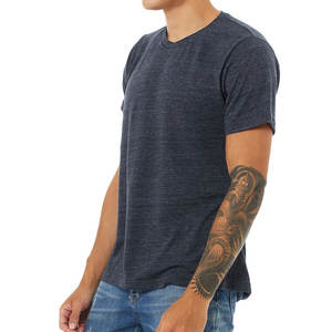 T-shirt à manches courtes unisexe en polycoton Navy Marble T-shirts pour hommes Respirant - Product Image 2