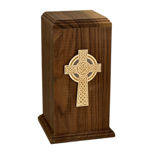 Wooden Rectangle <b>Urn</b> With Celtic Cross Design For Pet Ashes Cremation <b>Urn</b> - Product Image 1