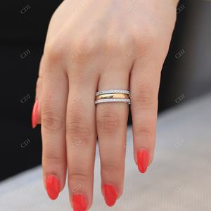 Alliance demi-éternité Moissanite en or massif 14 carats Bande assortie simple Ensemble de 3 pièces - Product Image 3