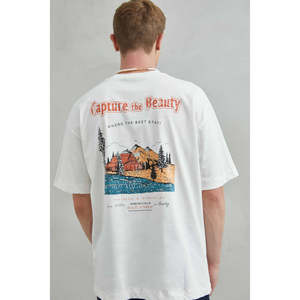 Unisex cattura la bellezza Oversize t-shirt 100% cotone con Design montano e paesaggistico per gli uomini - Product Image 2