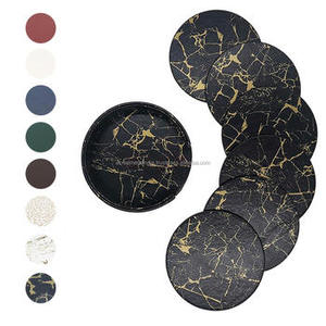 Ensemble de 6 sous-verres de forme ronde en marbre massif taille personnalisée parfaite pour l'accessoire exclusif élégant de vaisselle de thé et de café - Product Image 3
