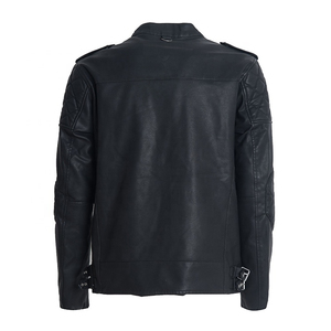 Custom Autumn Winter New Stand Collar Classic Fit Washed Men's Biker Motorcycle Jackets Pu Faux Leather Jacket high quality - Product Image 3