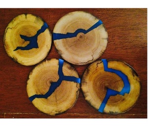 Polished Mango Wood <b>Coaster</b> <b>Set</b> Square Epoxy Resin Drink Table Mats for Kitchen for Hotels <b>and</b> Restaurants - Product Image 3