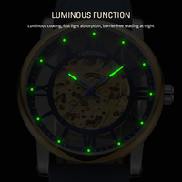 Montre automatique pour homme FORSINING Official 3D Skeleton, rétro, lumineuse, mécanique, 41 mm, étanche, bracelet en cuir, ovale