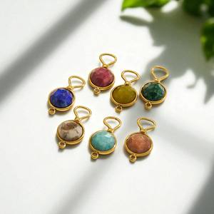 Moda redondo facetado amarillo Jade encanto 925 Plata colgante chapado en oro mujeres colgante - Product Image 2