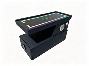 Mesita de Noche Moderna de Lujo Estilo Antiguo Multiusos con Carga Inalámbrica, Tapa de Cristal, Altavoz Bluetooth USB y Cajón de Almacenamiento - Product Image 3