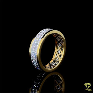 Bague princesse plaquée or glacé Fine Diamond Channel Setting Shinny Moissanite pour anniversaire de mariage - Product Image 4