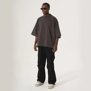 American Hip Hop Boxy Fit Tee Camiseta corta ancha para hombre con fabricantes de ropa Camiseta con logotipo personalizado para hombre - Product Image 5