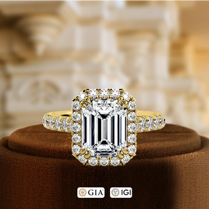 Anillo de compromiso con diamante cultivado en laboratorio de 1 quilate, corte esmeralda, pavé completo, certificado IGI, oro blanco de 14k, el mejor regalo para ella en su día especial. - Product Image 3