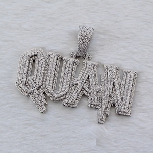 Pendentif Moissanite VVS1 personnalisé IcedOut en or 14 carats avec breloque en argent pour cadeau d'anniversaire pendentifs et breloques - Product Image 1