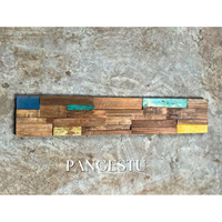 Panneau mural texturé en bois de teck massif recyclé, à effet 3D superposé, géométrique, insonorisant, couleur naturelle moderne, pour la maison