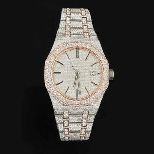 VVS1 Moissanite Diamond <b>Watch</b> <b>Men</b> <b>Watch</b>, 41mm Dial Gold Plated Stainless Steel <b>Men</b> <b>Watch</b> For Gift, Fully Iced Out <b>Watch</b> - Product Image 1