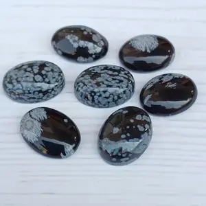 Obsidiana Snow Flake Cabochão Forma Oval Cabochão Calibrado Pedras Preciosas Soltas Para Jóias Fornecedor A Granel