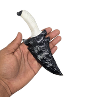 Couteau antique en obsidienne noire artisanal, lame de poignard, arme en cristal artisanale, outil de protection spirituelle, décoration, cadeau