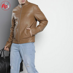 Chaquetas de cuero de calle alta de la mejor calidad para hombre, chaquetas de invierno transpirables y ecológicas con cuello levantado y logotipo frontal con cremallera - Product Image 3