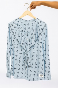 เสื้อแฟชั่นแนวบูติกสำนักงานแบบลำลองเสื้อเบลาส์แขนยาวพิมพ์ลายดาวสีชมพูสำหรับตกแต่งฤดูร้อน - Product Image 3