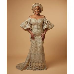 Tissu en dentelle de polyester/coton classique, luxueux et traditionnel, avec peplum, couleur personnalisable, pour tenue de cérémonie de fiançailles - Product Image 3